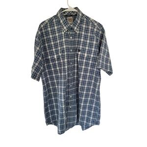 Cinch Men's Plaid Short Sleeve Button Up Shirt Western Rodeo Blue White #2